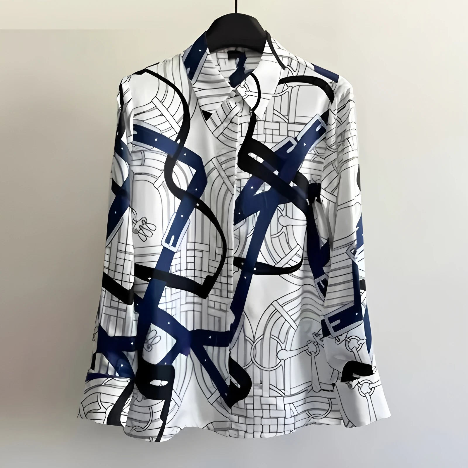 Chemisier Femme Vintage Imprimé Luxe Manches Longues Slim Élégant – Blouse Casual Chic | Automne S-3XL