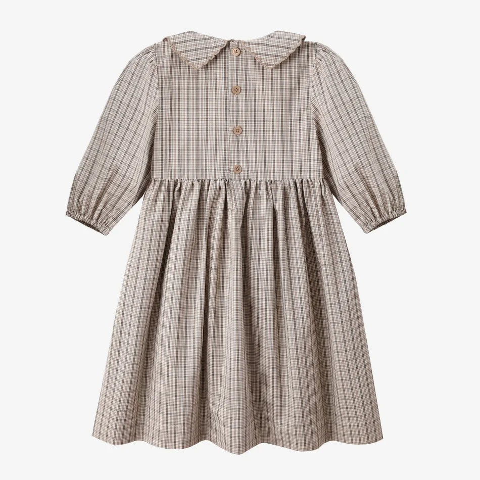 Tenue Assortie Famille – Robe Smockée Carreaux Marron Fille & Pull Tricoté Garçon Collection Heritage