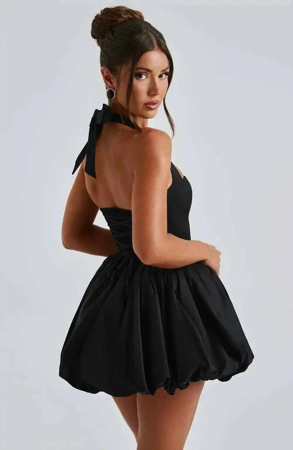 Damen A-Linie Mini-Neckholder-Kleid mit Wickeltaille – Sexy Ausgestellt | Party Club Frühling Sommer