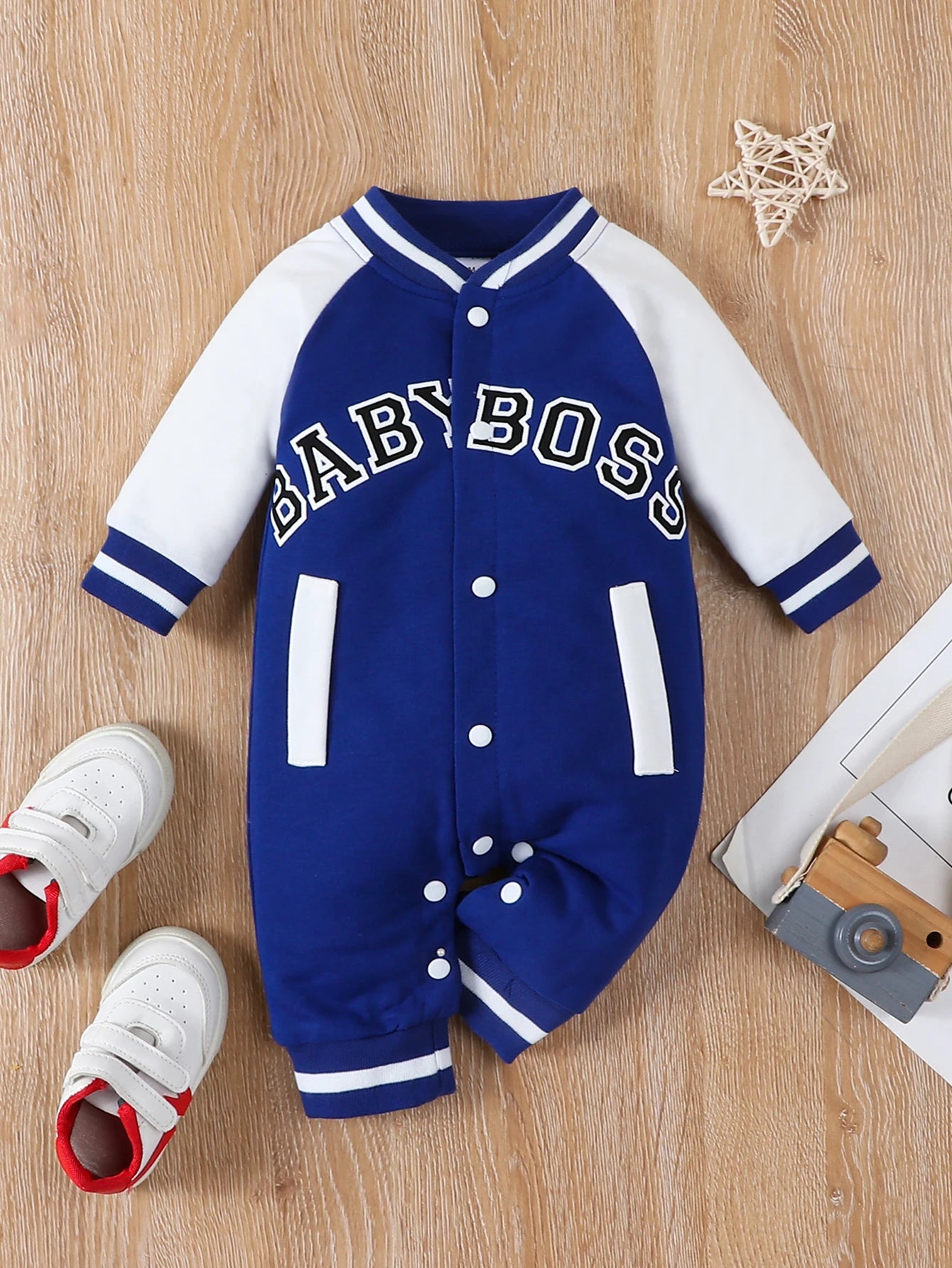 Combinaison Bébé Garçon Imprimé Lettres – Body Manches Longues Col Rond Tendance