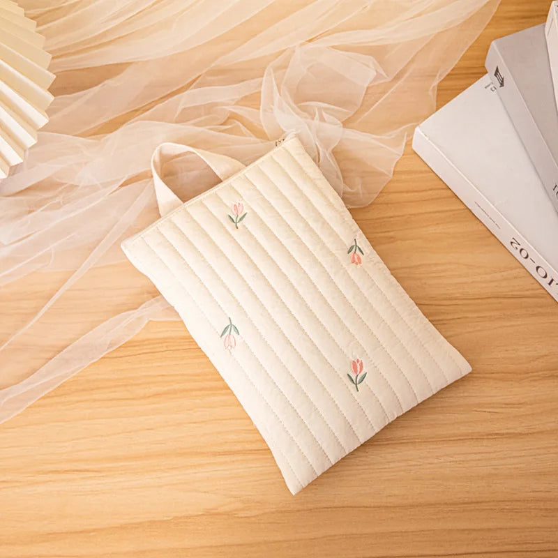 Sac à Langer Bébé Coton Broderie Ours – Pochette Couches Poussette Style Coréen Maman