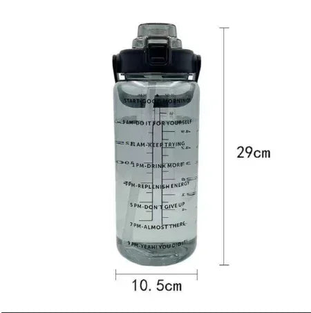Gourde Sport 2L avec Paille & Marqueur Horaire – Grande Capacité | Hydratation Optimale Fitness, Gym & Outdoor | Portable