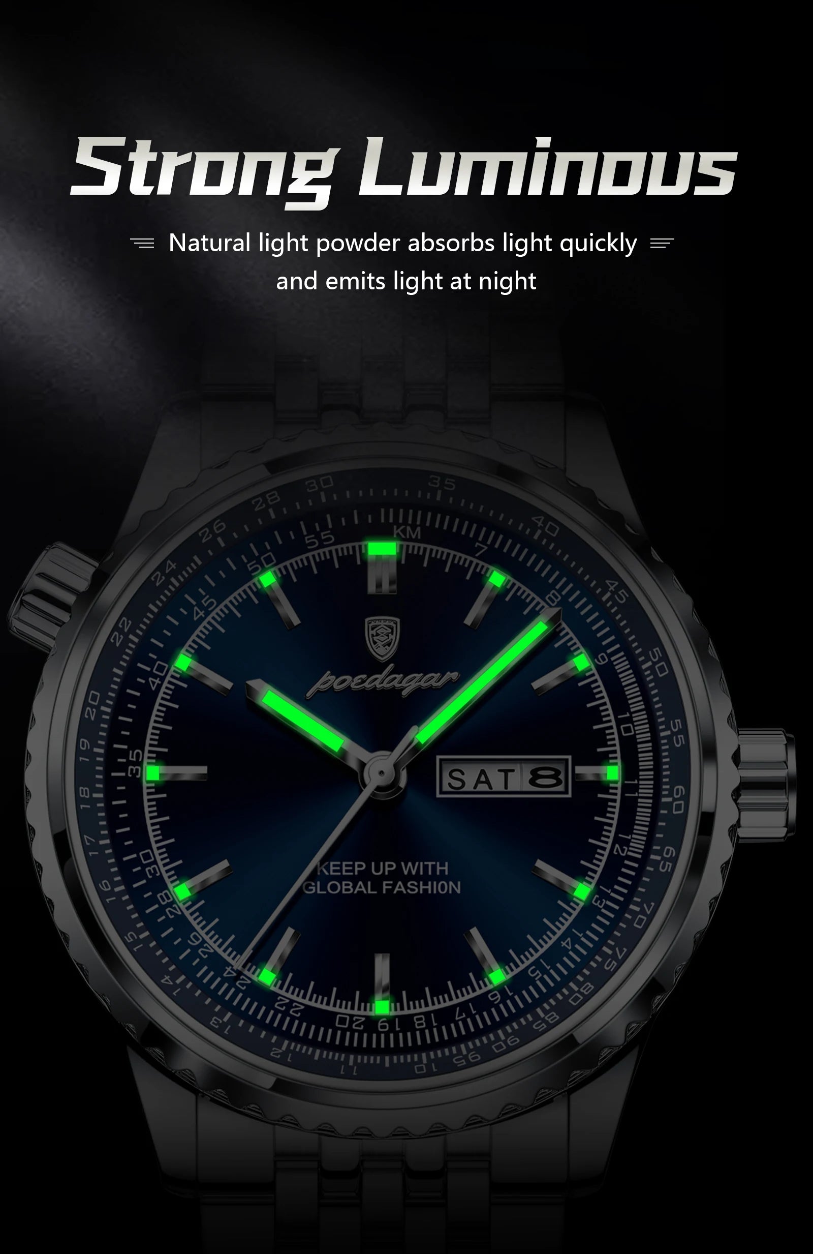 Montre Homme POEDAGAR Militaire Luxe Quartz – Acier Date Semaine Lumineux Étanche Fashion