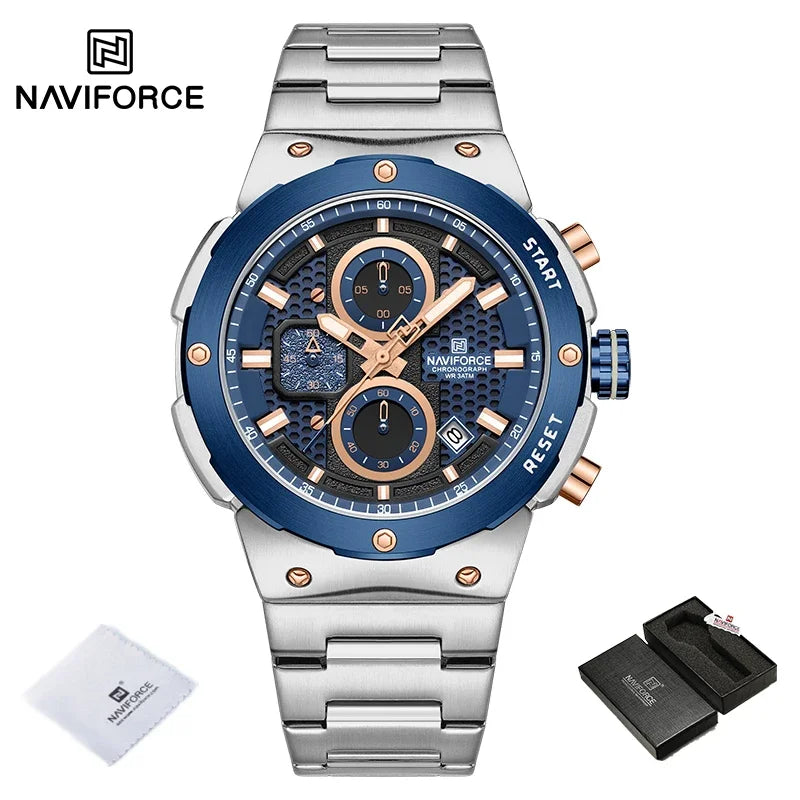 Montre Homme Chronographe Sport Luxe NAVIFORCE – Quartz Date Fashion Masculino