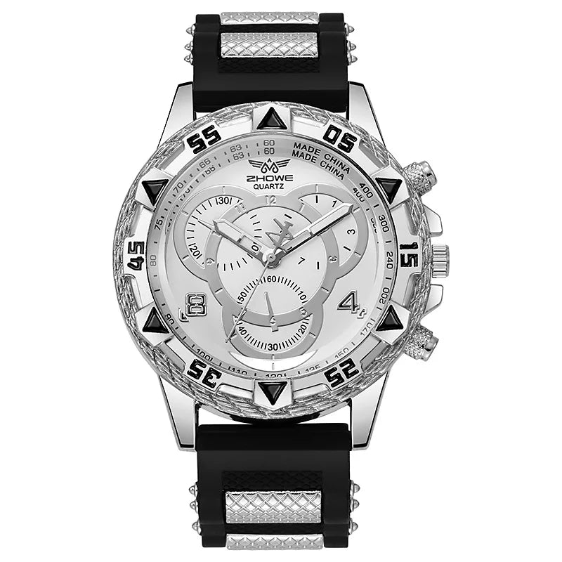 Montre Homme Sport Quartz Analogique Bracelet Silicone – Fashion Casual Tendance