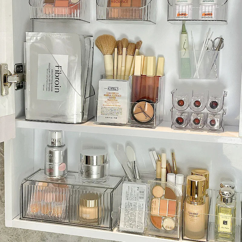 Boîte Acrylique Organisateur Maquillage 3-5 Grilles – Pot Pinceaux & Bijoux | Bureau & Coiffeuse