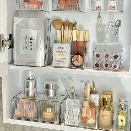 Boîte Acrylique Organisateur Maquillage 3-5 Grilles – Pot Pinceaux & Bijoux | Bureau & Coiffeuse
