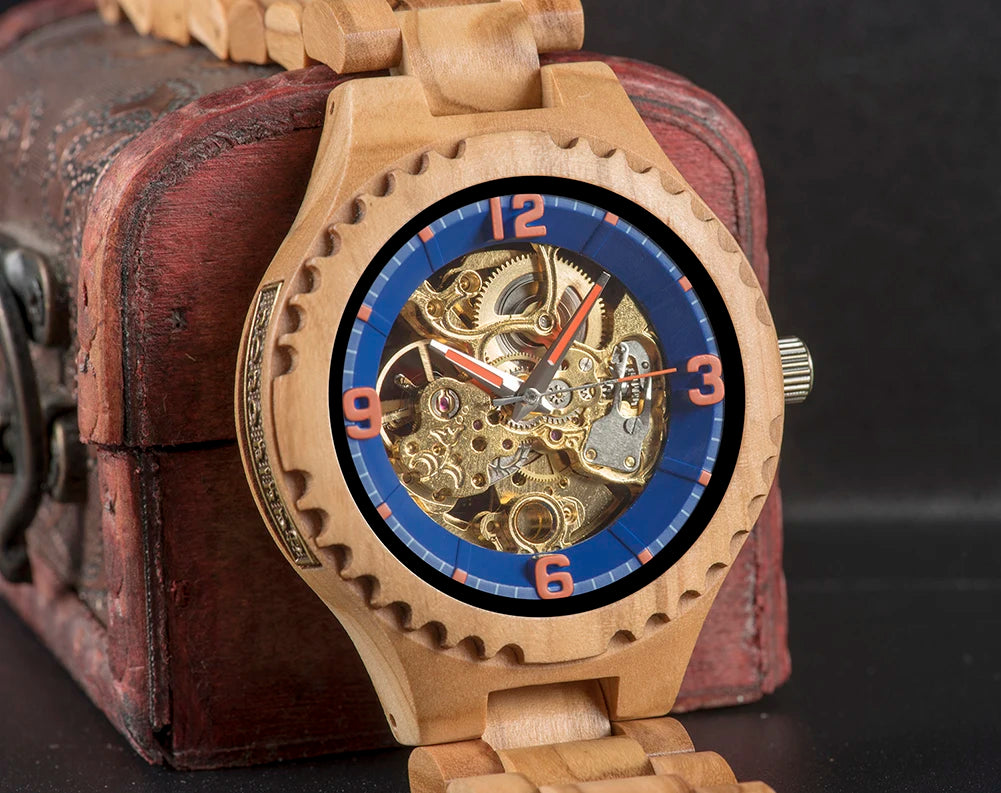 Montre Homme BOBO BIRD Bois Mécanique Luxe – Grand Cadran Top Brand Naturel Unique