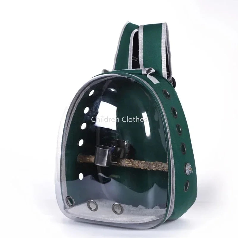 Sac Transport Perroquet & Oiseaux Backpack Acrylique – Perchoir, Mangeoire, Cage Portable | Perruche, Cocatièl & Lapin