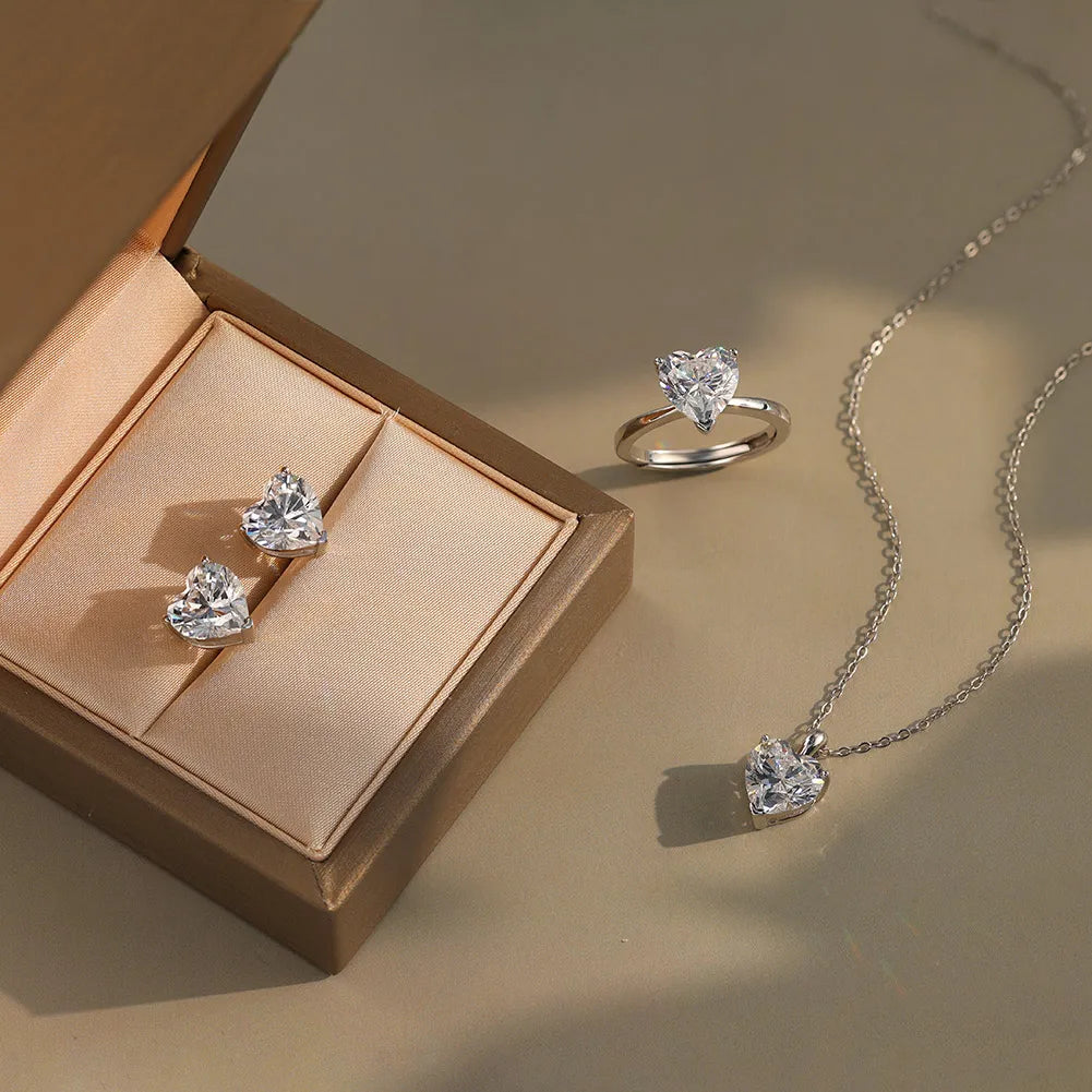 Collier Pendentif Cœur Argent S925 Zircon Cubique 8A – Éclat Diamant Taille Cœur | Chaîne Fine Luxe | Bijou Haut de Gamme Femme | Cadeau Premium
