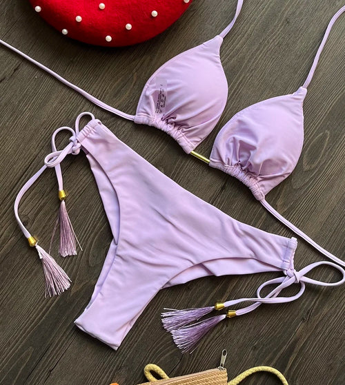Bikini Femme Triangle Brésilien Push-Up – 13 Coloris | Maillot de Bain 2 Pièces Sexy Plage Été