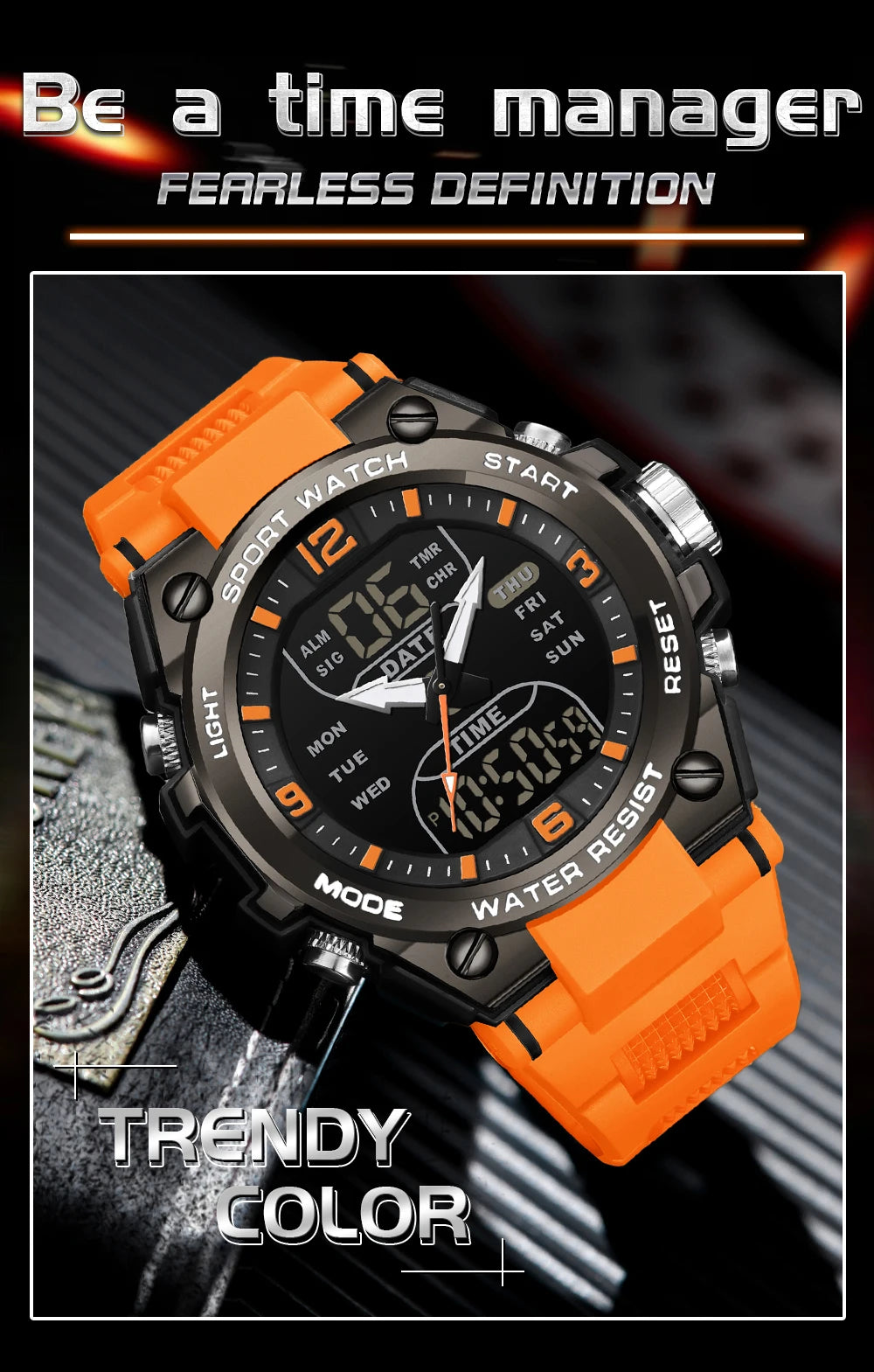 Montre Homme SANDA Militaire Tactique G-Style – LED Digital Quartz Étanche 50M Sport Luxe