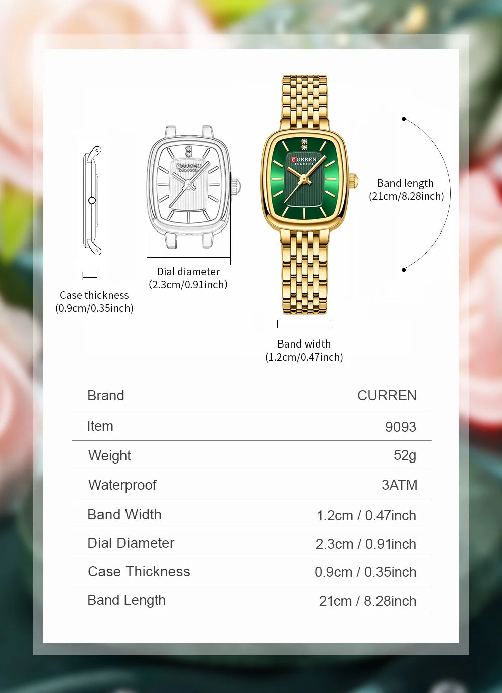 Montre Femme CURREN Dress Fashion Quartz – Bracelet Acier Simple Élégante Intemporelle