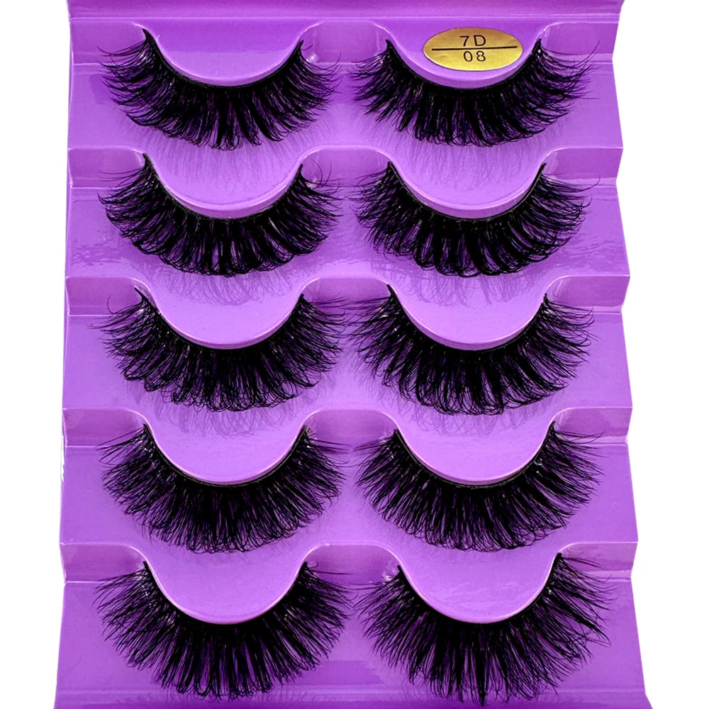 Faux Cils Cat Eye 3D – Lot 5 Paires | Manga Wispy Naturels Courbe D