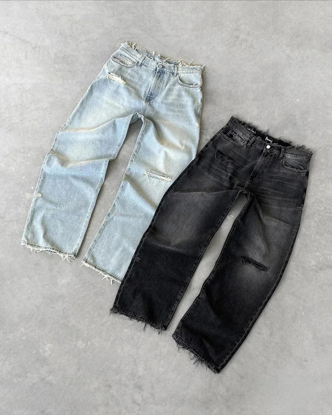 Zerrissene Destroyed Jeans für Herren, Loose Fit, Knöchellang, Reißverschluss, Taschen, Casual Vintage | Premium Vintage Destroyed Jeans