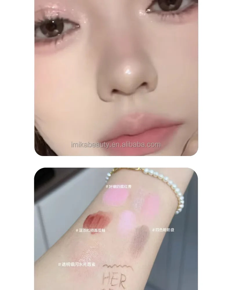 Kit Maquillage Mini 6 Pcs Herorange – Gloss, Lip Tint, Eyeliner, Blush & Fard à Paupières | Waterproof Longue Tenue