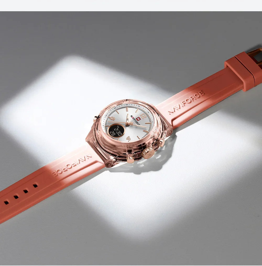 Montre Femme NAVIFORCE Sport Quartz LCD Digital – Étanche 50M Casual Fashion