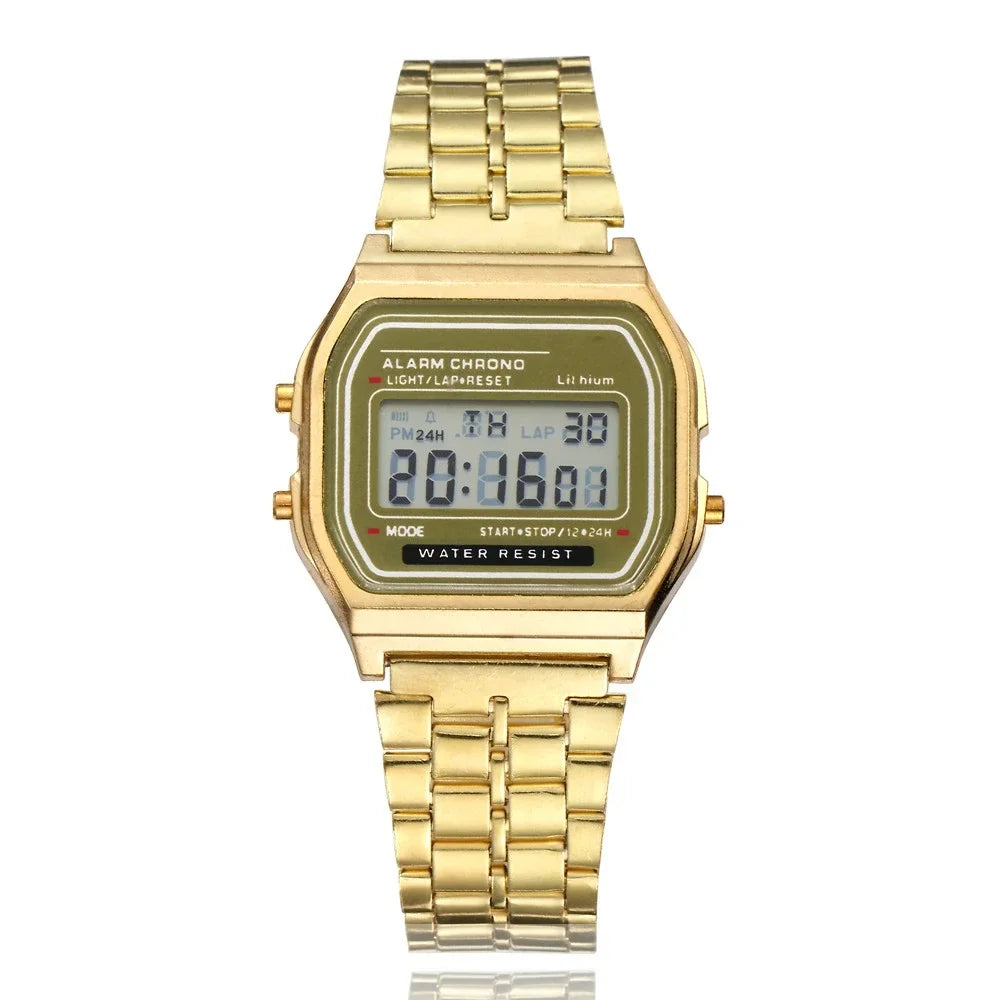 Montre Unisexe Digital LED Or Sport 2025 – Bracelet Électronique Étanche Homme Femme