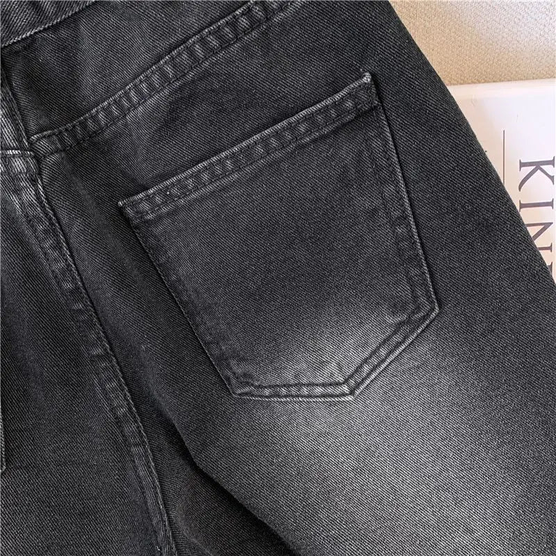 Damen-Jeans Warme Fleece-Hose Gerader Schnitt Schmal Samtig Weich Vintage – Bequeme gefütterte Denim-Hose | Winter