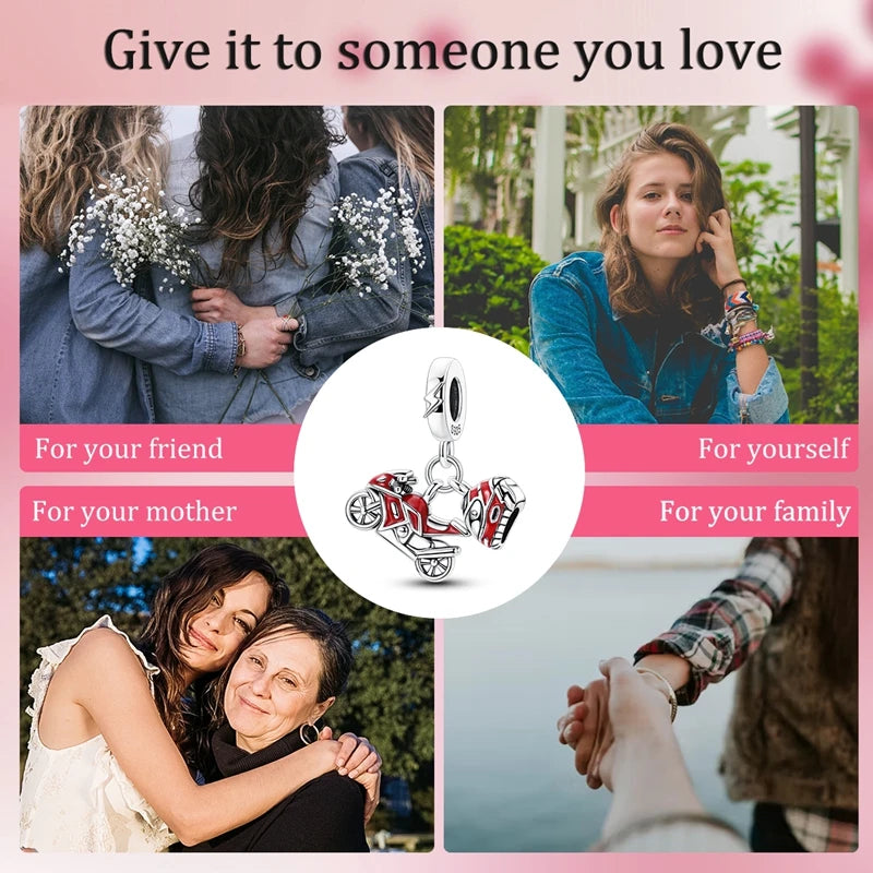 Charm Perle Argent 925 DIY — Avion Tour Appareil Photo Bracelet Collier Femme
