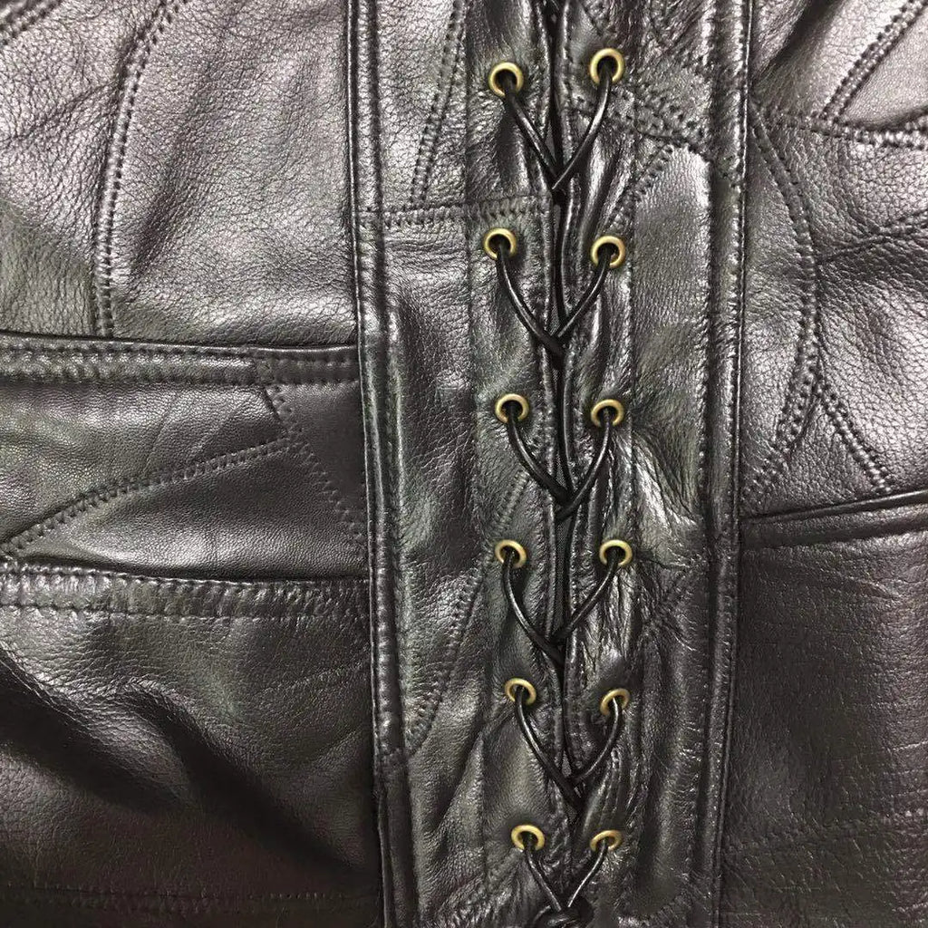 Gilet Moto Homme Cuir Agneau Noir Laçages Latéraux Ajustables Biker Vest Souple Premium Style Motard Authentique – Veste Sans Manches Cuir Véritable | Mode Homme Moto Premium