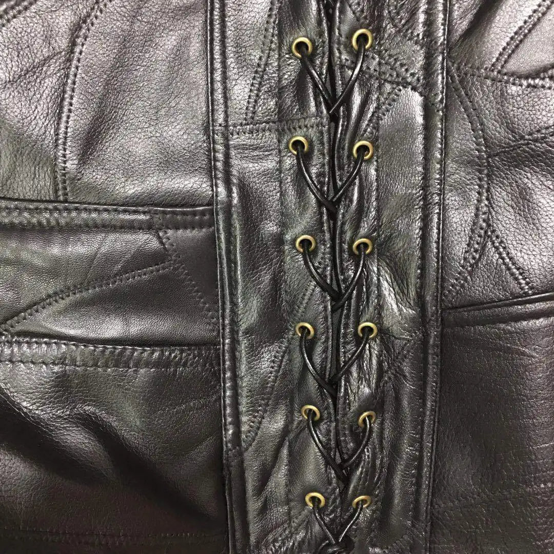 Gilet Moto Homme Cuir Agneau Noir Laçages Latéraux Ajustables Biker Vest Souple Premium Style Motard Authentique – Veste Sans Manches Cuir Véritable | Mode Homme Moto Premium