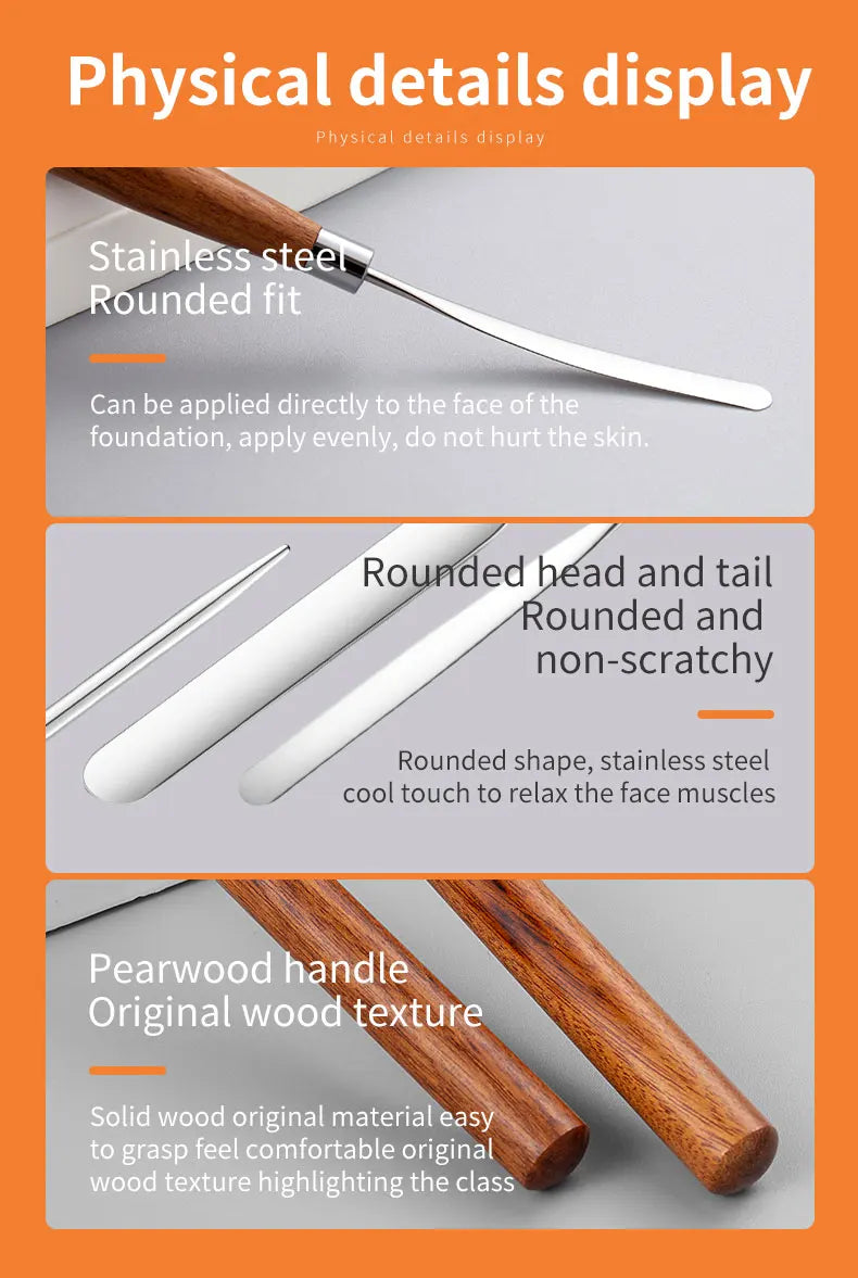 Spatule Inox Nail Art – Tige Mélangeuse Crème & Fond de Teint | Outil Mélange Maquillage & Accessoires