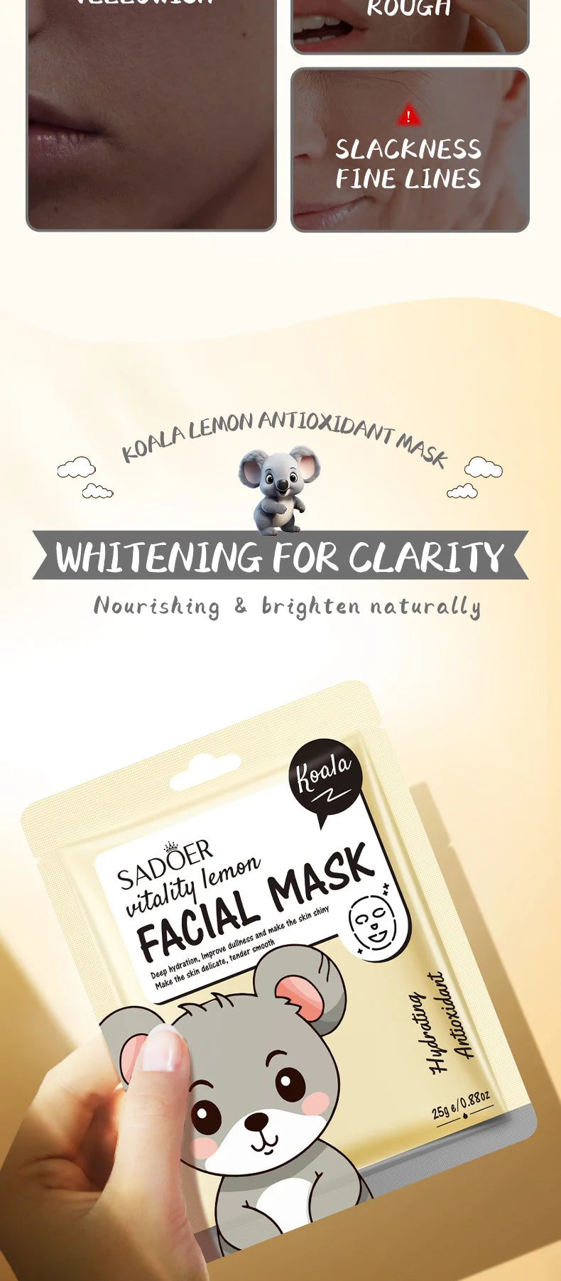 Masques Visage Fruits Frais SADOER – Lot de 5 | Hydratation, Éclat & Apaisement | Soin Peau Quotidien