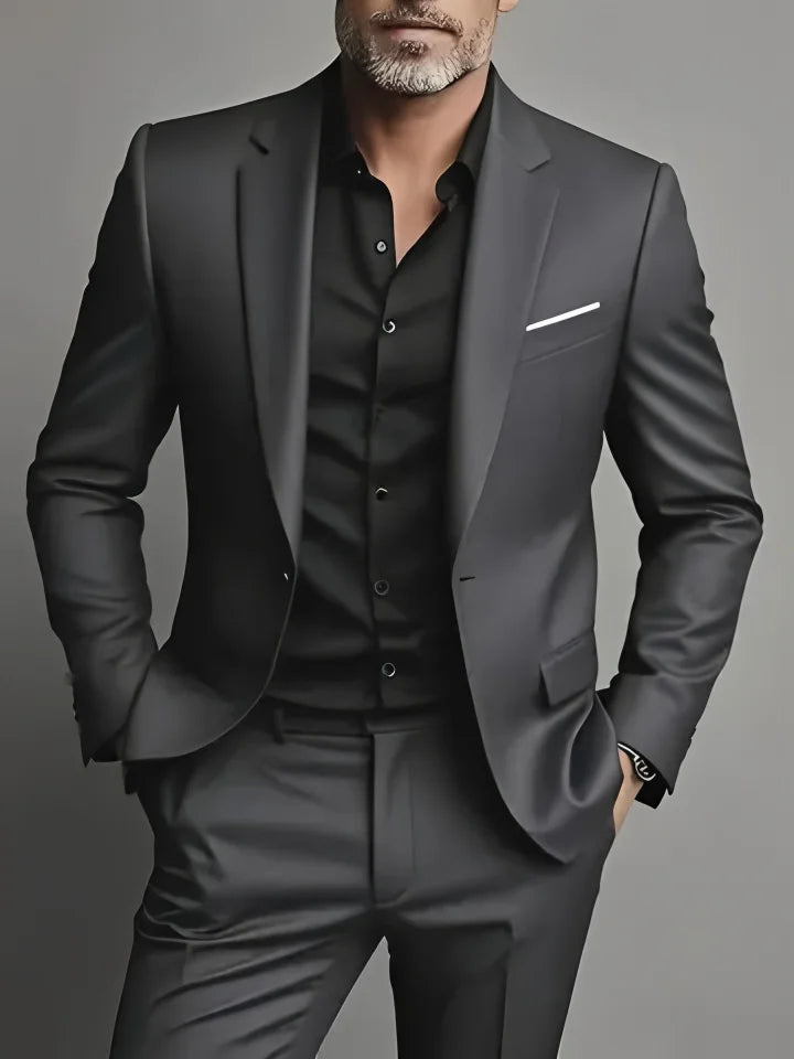 Costume Homme Slim Fit Noir – Ensemble Tuxedo Élégant Mariage & Cérémonie | Mode Homme Premium
