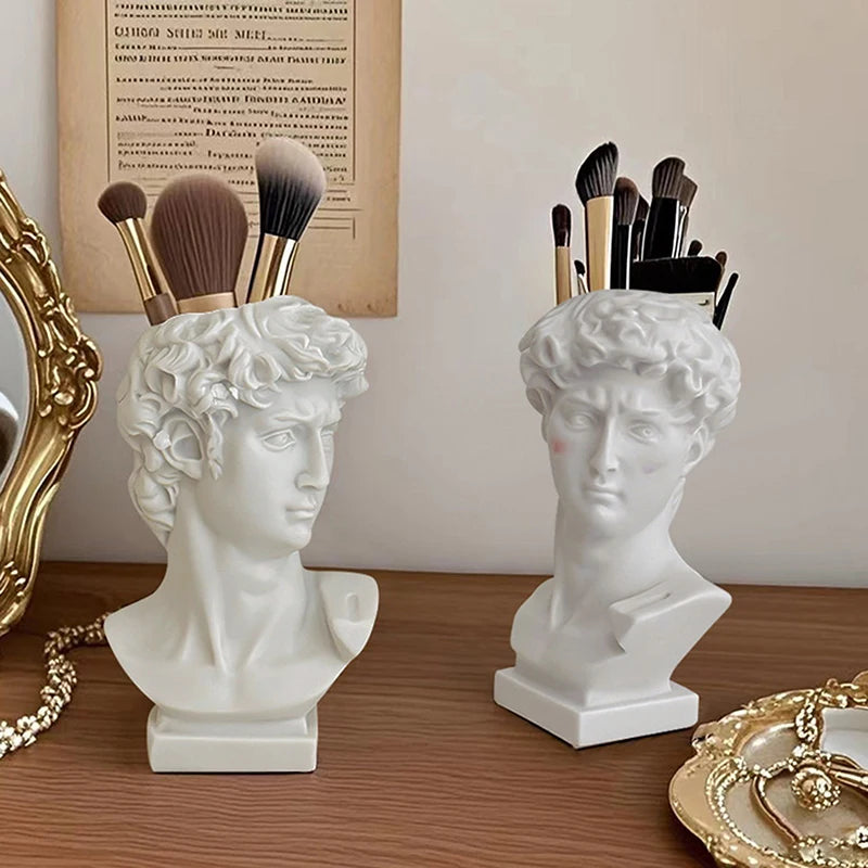Pot à Pinceaux Statue de David – Organisateur Bureau Décoratif | Rangement Pinceaux Maquillage Maison Original