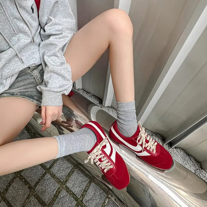 ASUMER Sneakers Suède Vache Femme 34-43 – Flat Confortables Casual Printemps Été