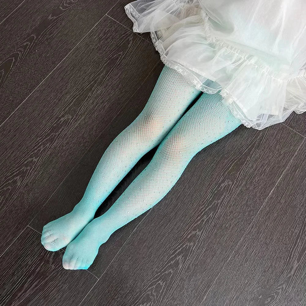 Strass-Netzstrumpfhose für Mädchen – Elastische Netzstrümpfe für Kinder, Damenmode, Trend