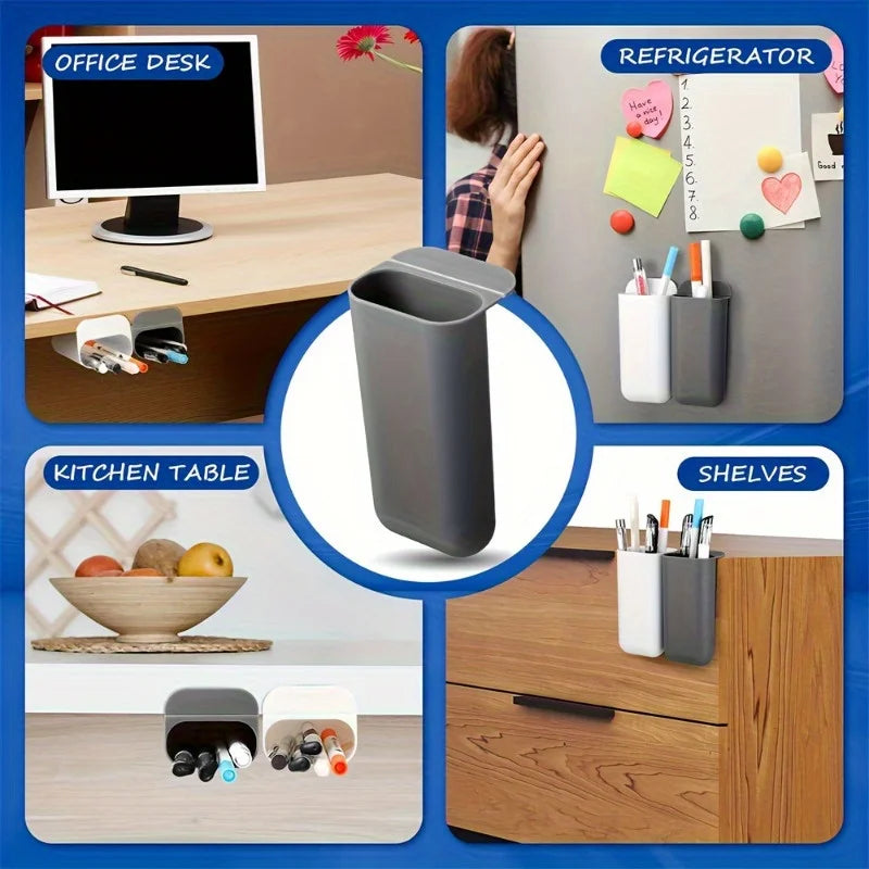 Porte-Stylos Clip-on PP Plastique – Organisateur Bureau Adhésif Bords Arrondis