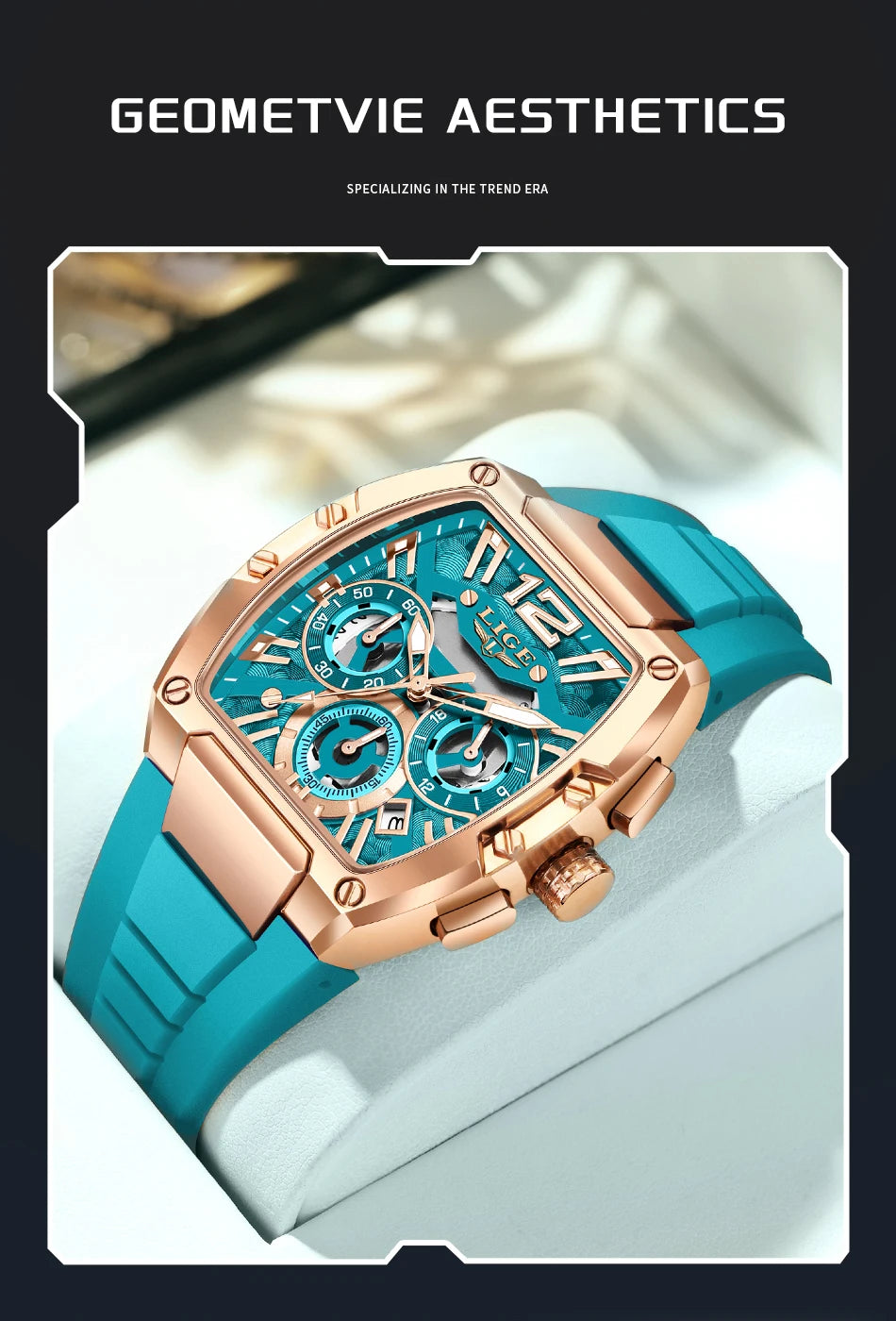 Montre Homme LIGE Sport Quartz Silicone Squelette Lumineux Calendrier – Étanche Outdoor Fashion