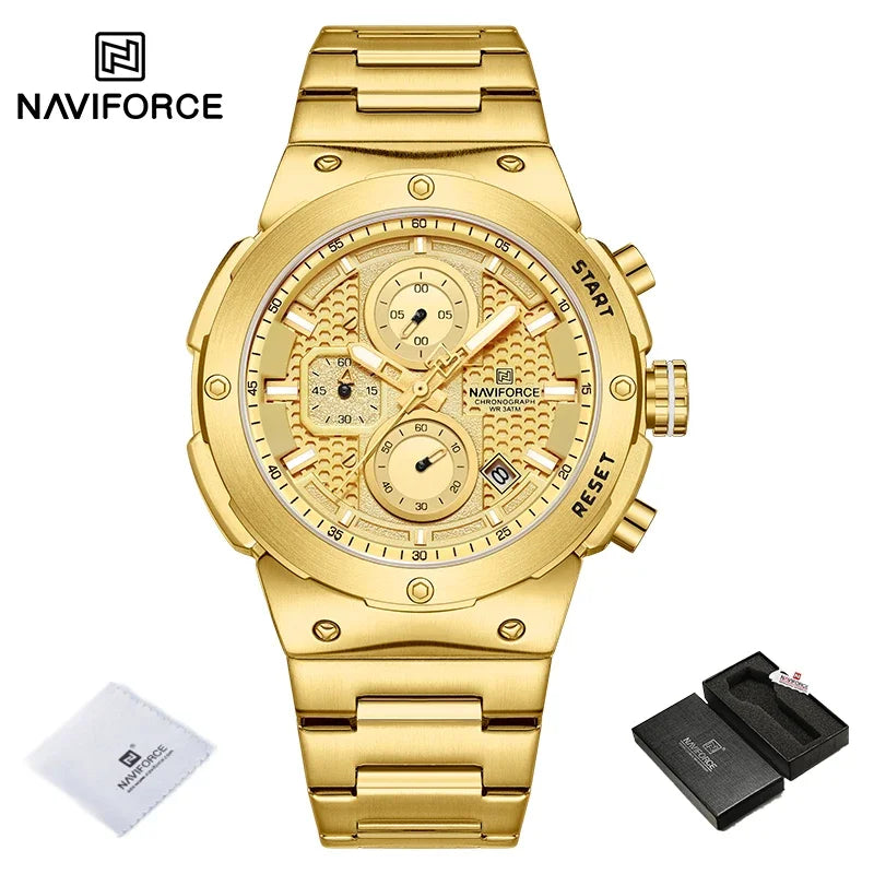 Montre Homme Chronographe Sport Luxe NAVIFORCE – Quartz Date Fashion Masculino