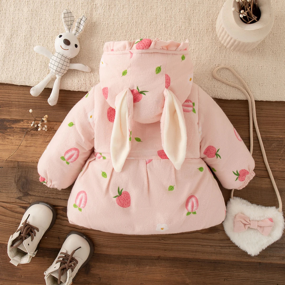 Veste Bébé Fille Hiver à Capuche – Manteau Chaud Épais Mignon 9 Mois à 3 Ans