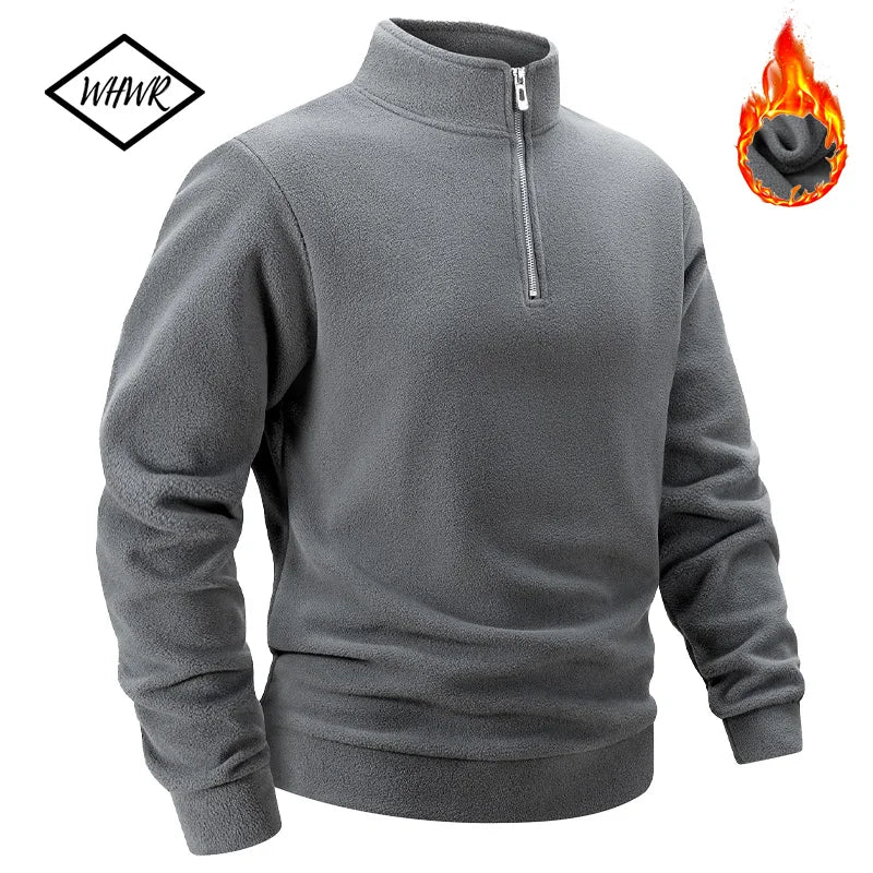 Herren-Sweatshirt, Fleece, Freizeit, Stehkragen, Viertelreißverschluss – Klassischer, bequemer Sportpullover, Übergröße 3XL | Herrenmode