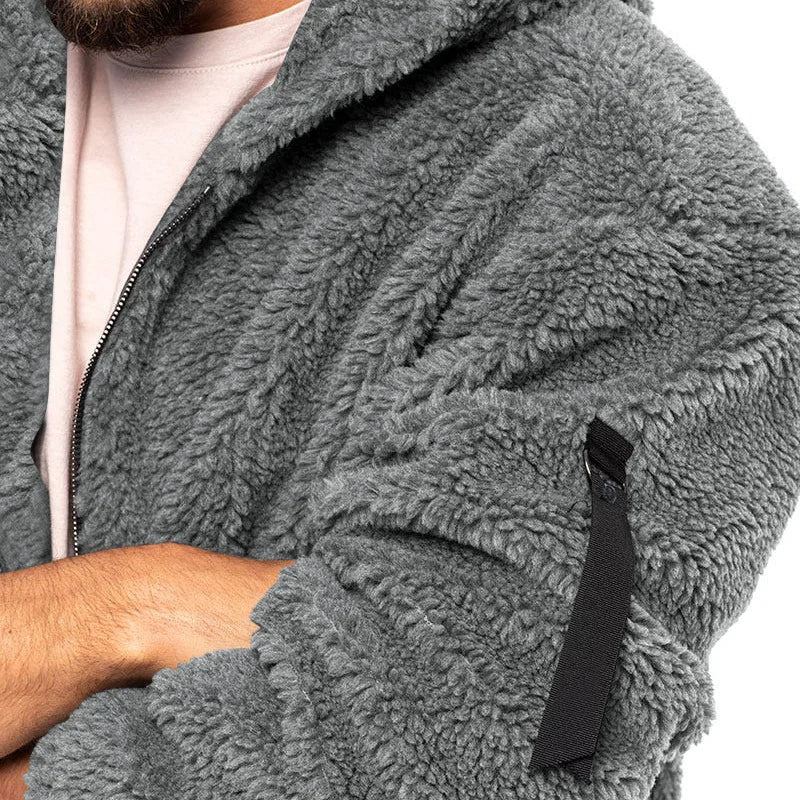 Veste Homme Automne Hiver Polaire Double Face Chaude Capuche Loose Casual Coupe-Vent – Manteau Chaud Tendance Saison Froide | Mode Homme Premium