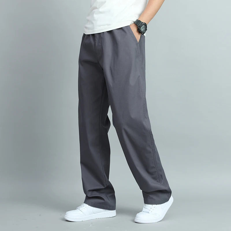 Pantalon Homme Grande Taille Coton Casual Loose Fit Coupe Droite Multi-Poches Jogger – Été Automne | Mode Homme Confort
