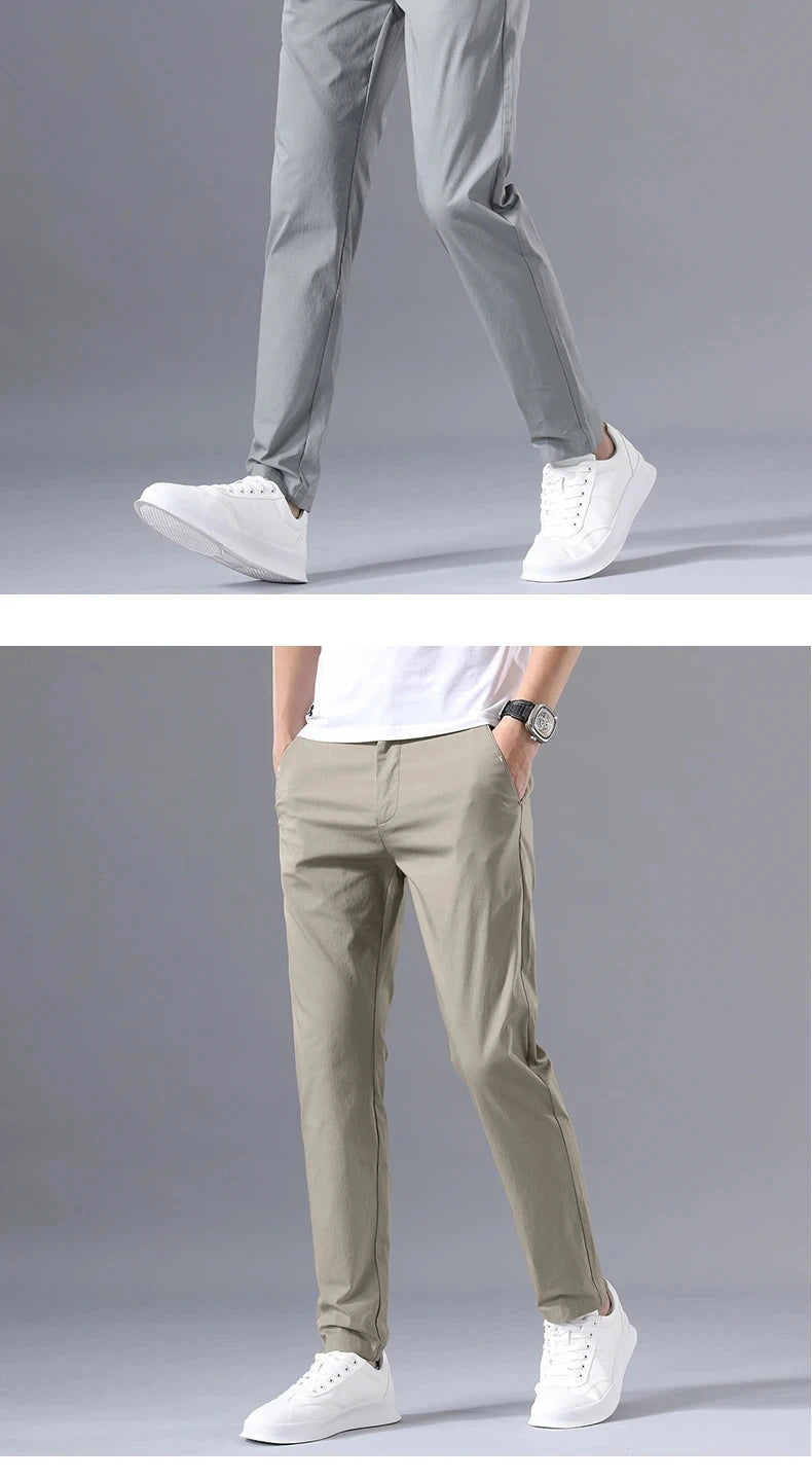 Pantalon Homme Slim Coton Stretch – Business Casual Golf Style Coréen Léger Printemps Automne | Mode Homme Premium