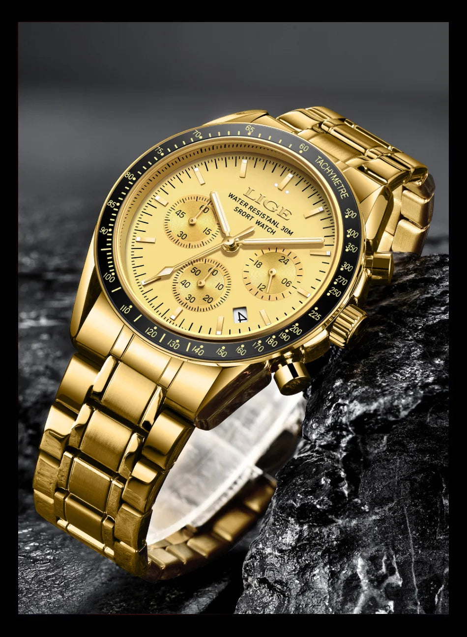 Herrenuhr LIGE Luxus Fashion Quarz – Edelstahl Leuchtend Wasserdicht Trendig