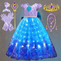 Déguisement Princesse Petite Sirène Fille – Robe de Bal Lumineuse Broderie Carnaval Ariel