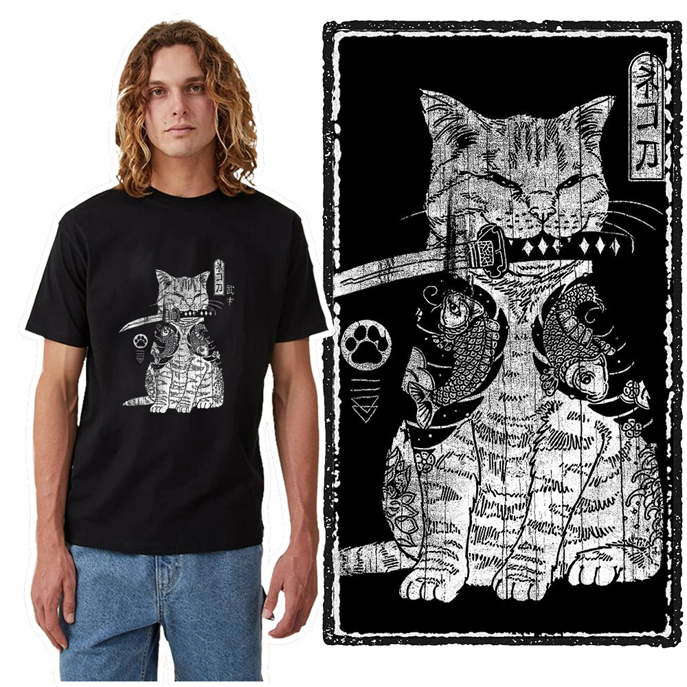 T-Shirt Homme 100% Coton Imprimé Chat Cool Loose Été Manches Courtes Col Rond Casual Tendance – Tee Graphique Félin Streetwear | Mode Homme Premium
