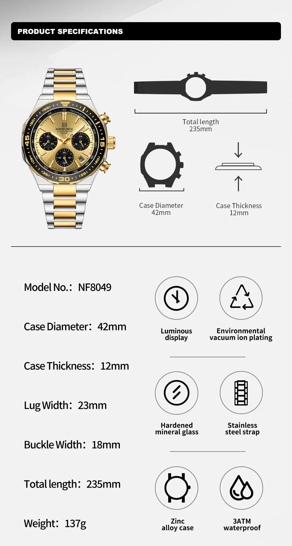 Montre Homme Naviforce Business Classique Quartz – Acier Inoxydable Étanche Fashion 2024