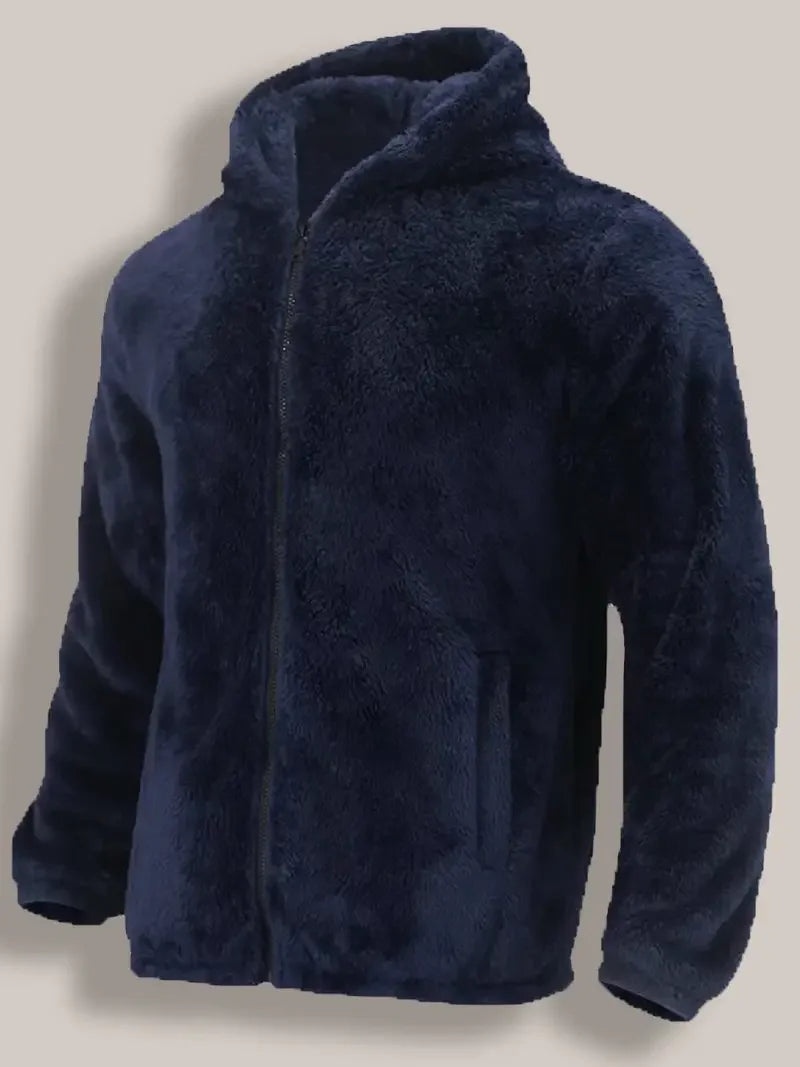 Herren-Sweatshirt mit Reißverschluss, dicker, warmer Kapuzenpullover aus Korallenfleece für Herbst und Winter, bequem, weich | Premium Fleece Hoodie