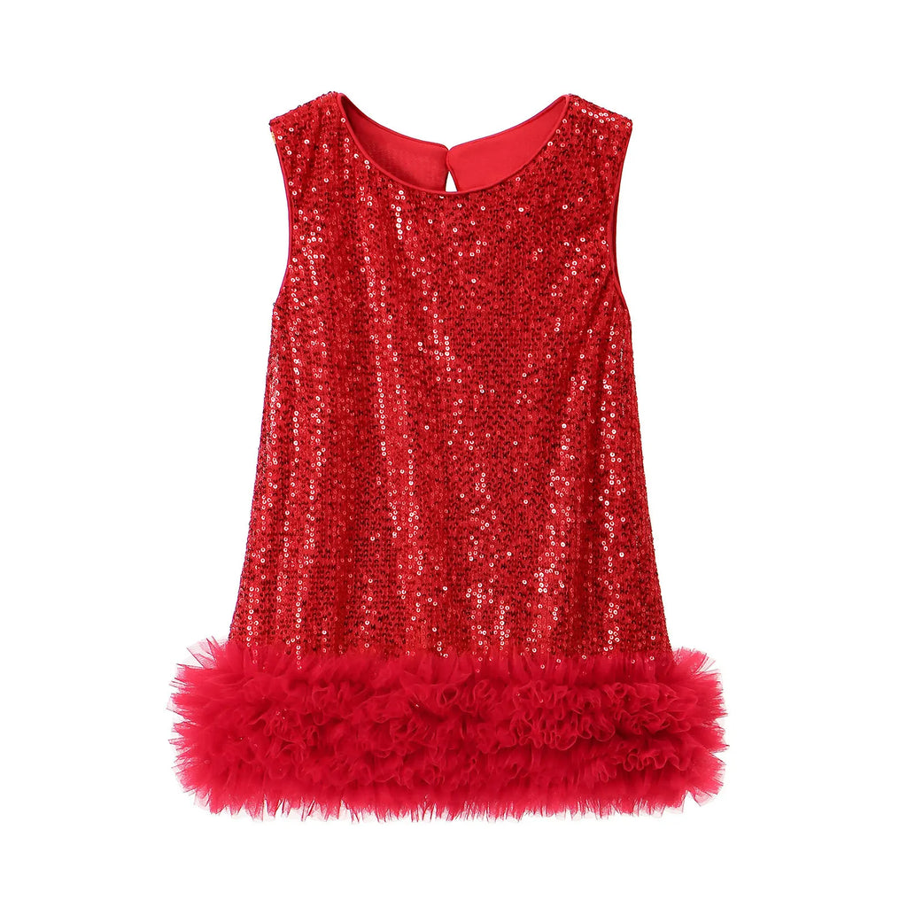 Robe Princesse Fille À Paillettes Sans Manches – Tenue Anniversaire Fête 2-8 Ans