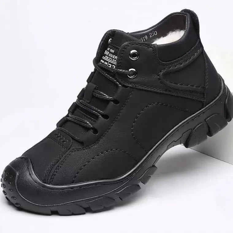 Boots Neige Homme Lace-up Plush Hiver 2025 – Cuir High-Top Casual Outdoor Chaud