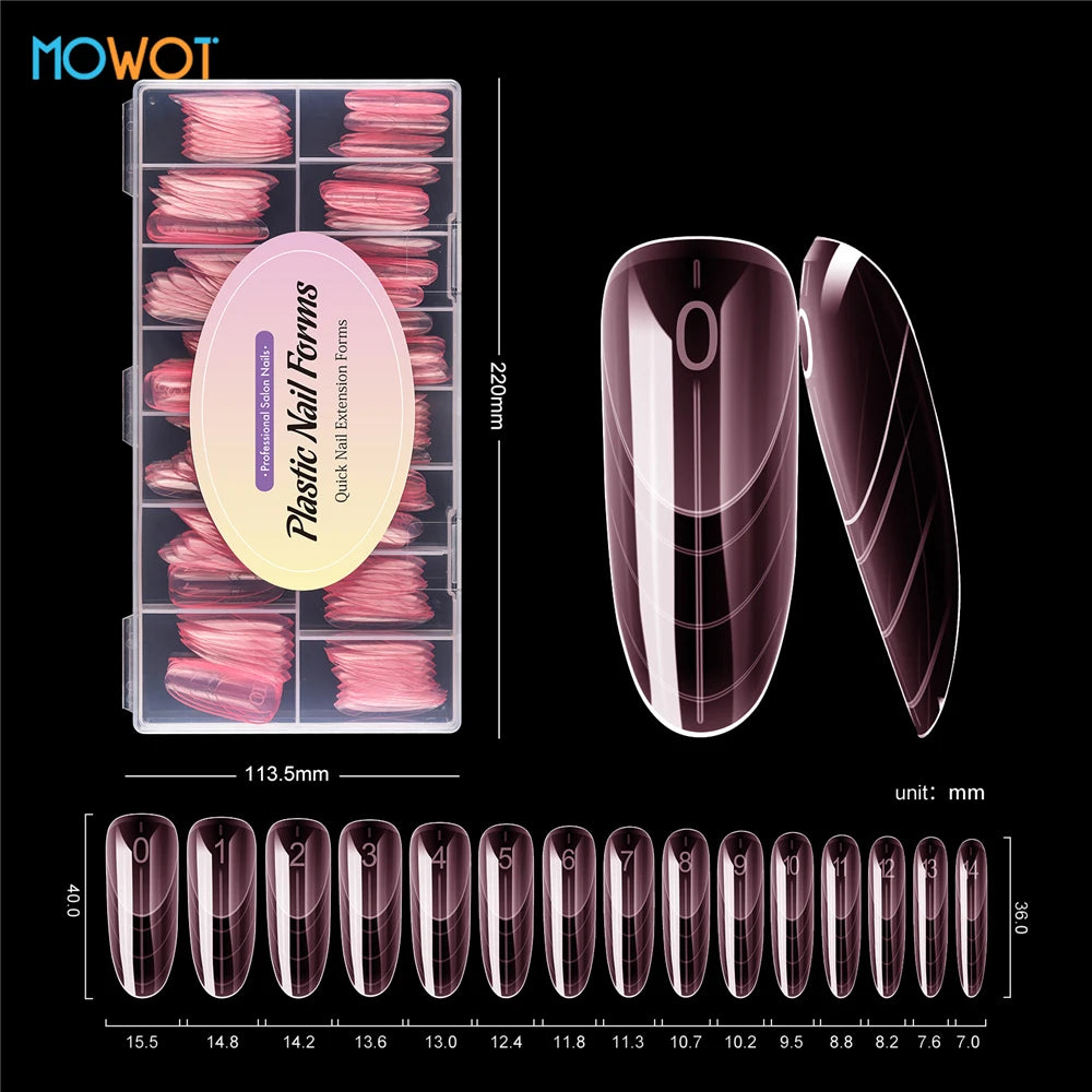 MOWOT Nail Dual Forms 75pcs Coffin Acrylic – Moules Gel Poly 15 Tailles Extension French