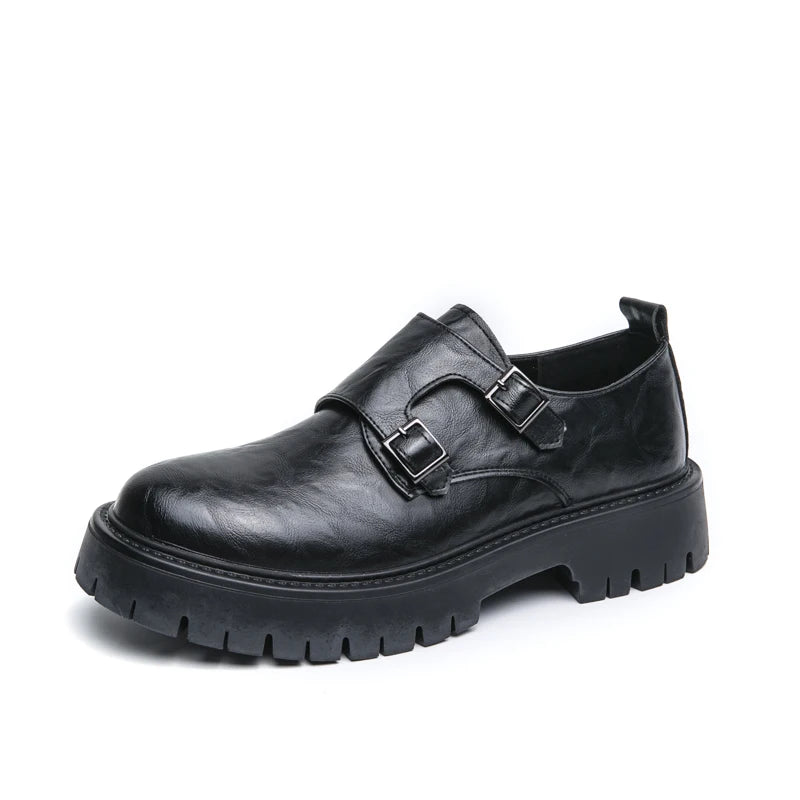Derby Grasp Leder British Platform Homme – Schnalle Casual High & Low Lederschuhe