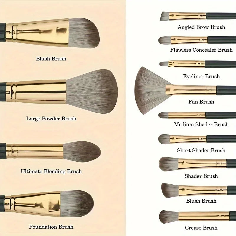 Set 14 Pinceaux Maquillage Professionnel – Fard à Paupières, Correcteur & Blush | Ultra-Doux & Soyeux